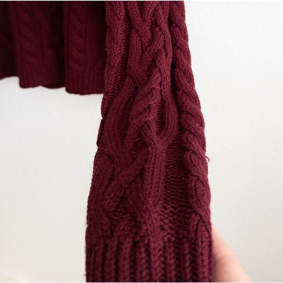 Burgundy Cable Knit Sweater ASOS Design Size Small - Picture 5 of 7